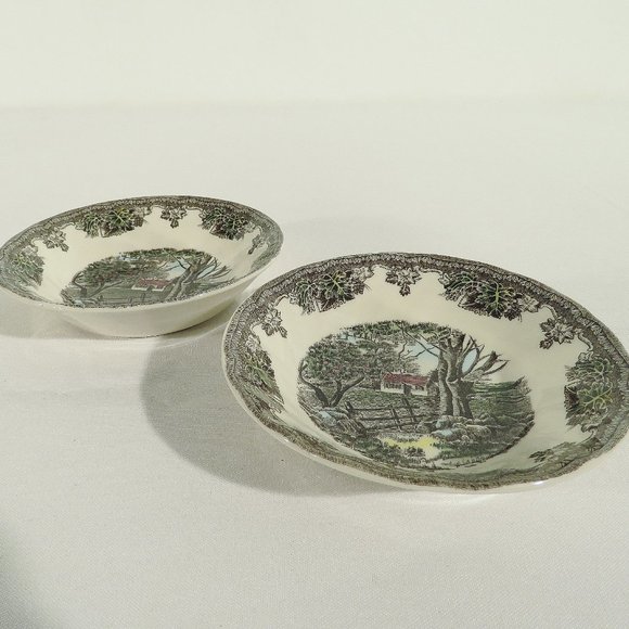 4 Bowls  FRIENDLY VILLAGE by JOHNSON BROS STONE WALL 5" x 1" Berry\Fruit Portion - Picture 2 of 4